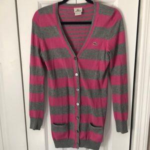Grey and pink Lacoste cardigan